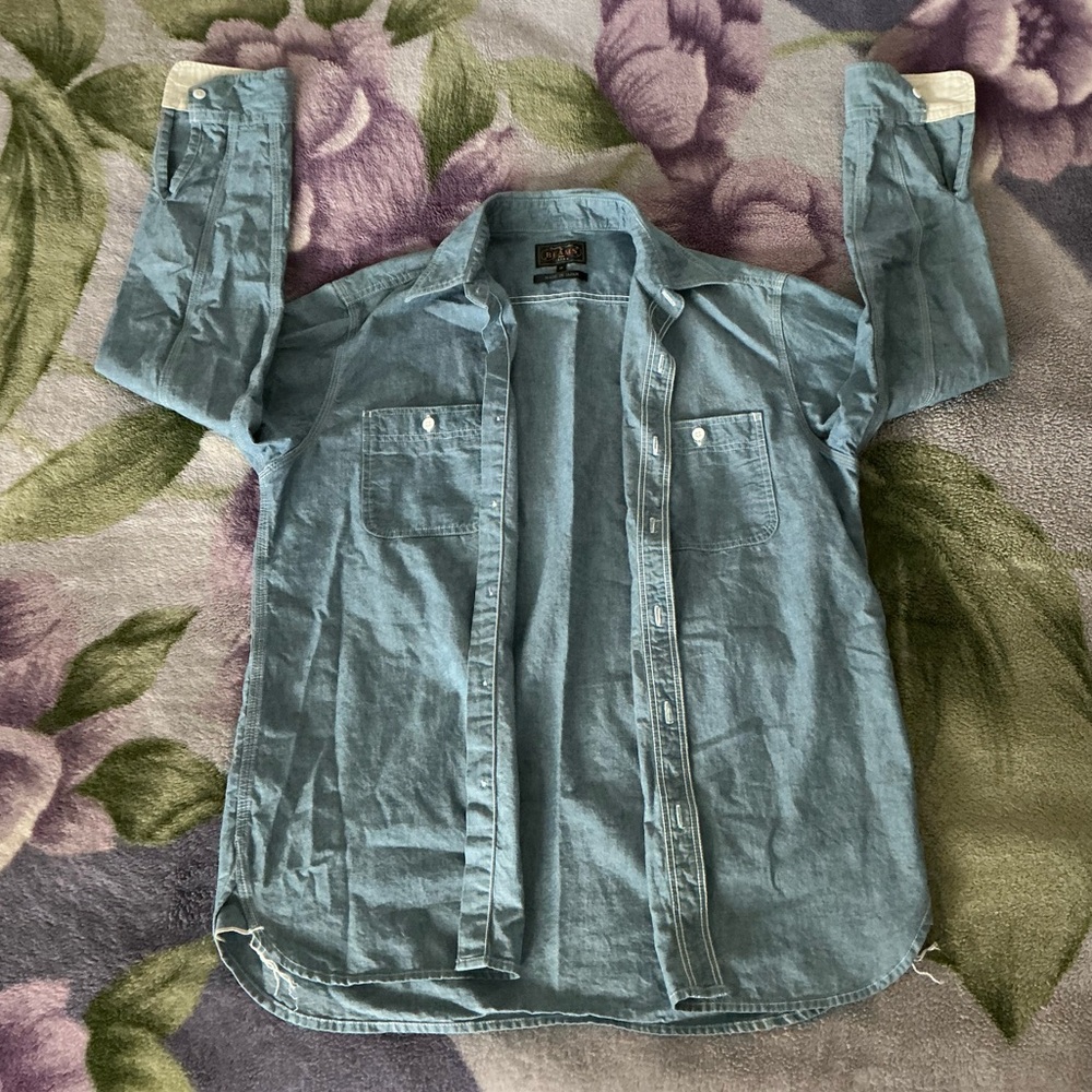 Beams Plus Work Chambray Overshirt Light Blue - Picture 9 of 16